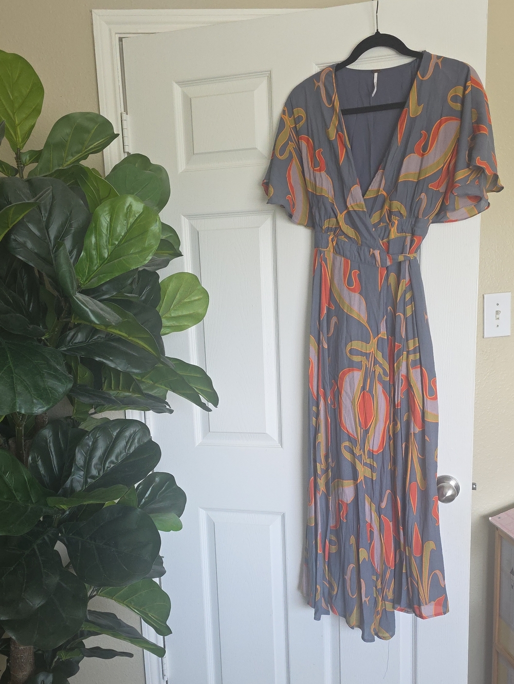 Free People Wrap Maxi Dress with Orange Accents